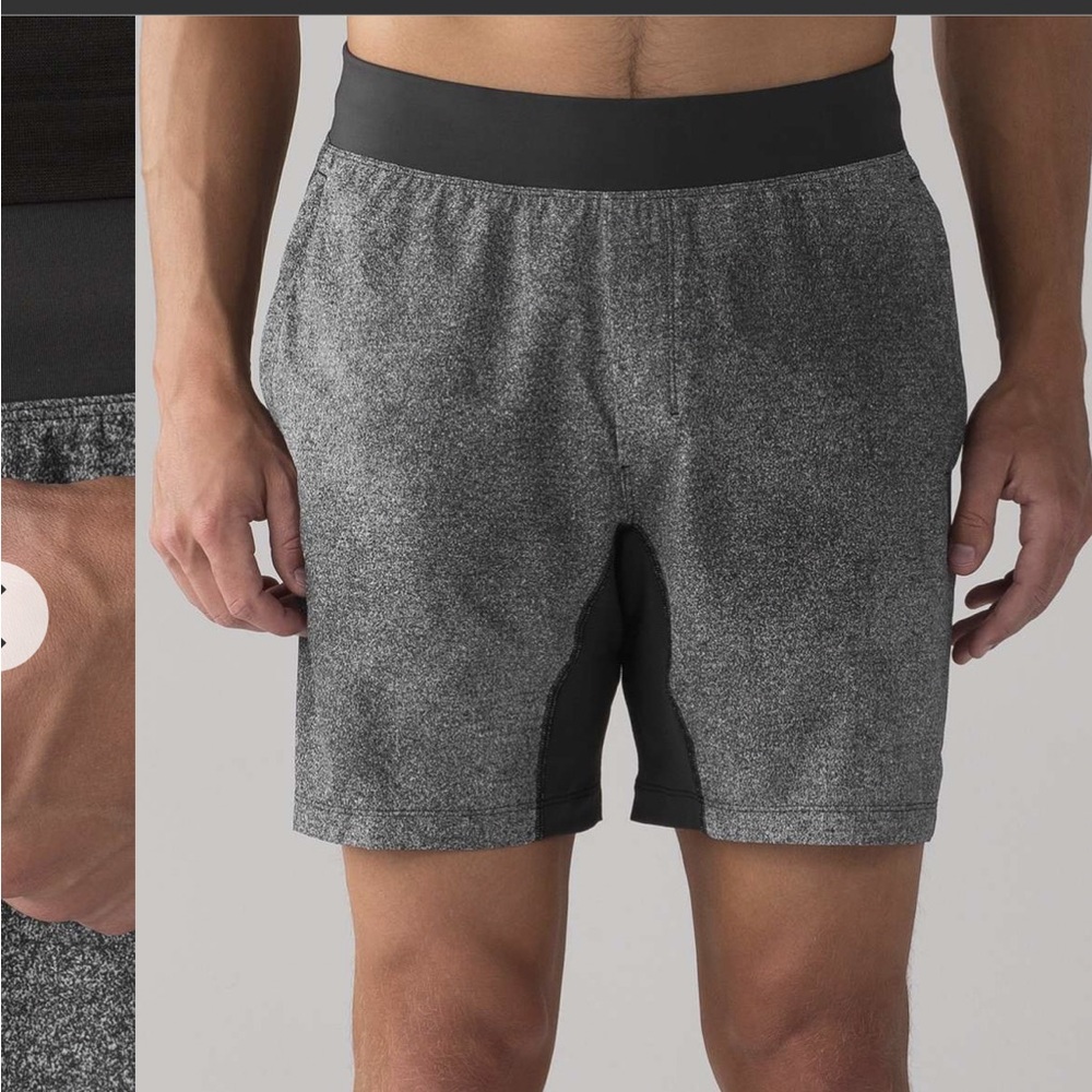 Lululemon T.H.E. Short Linerless athletic shorts.